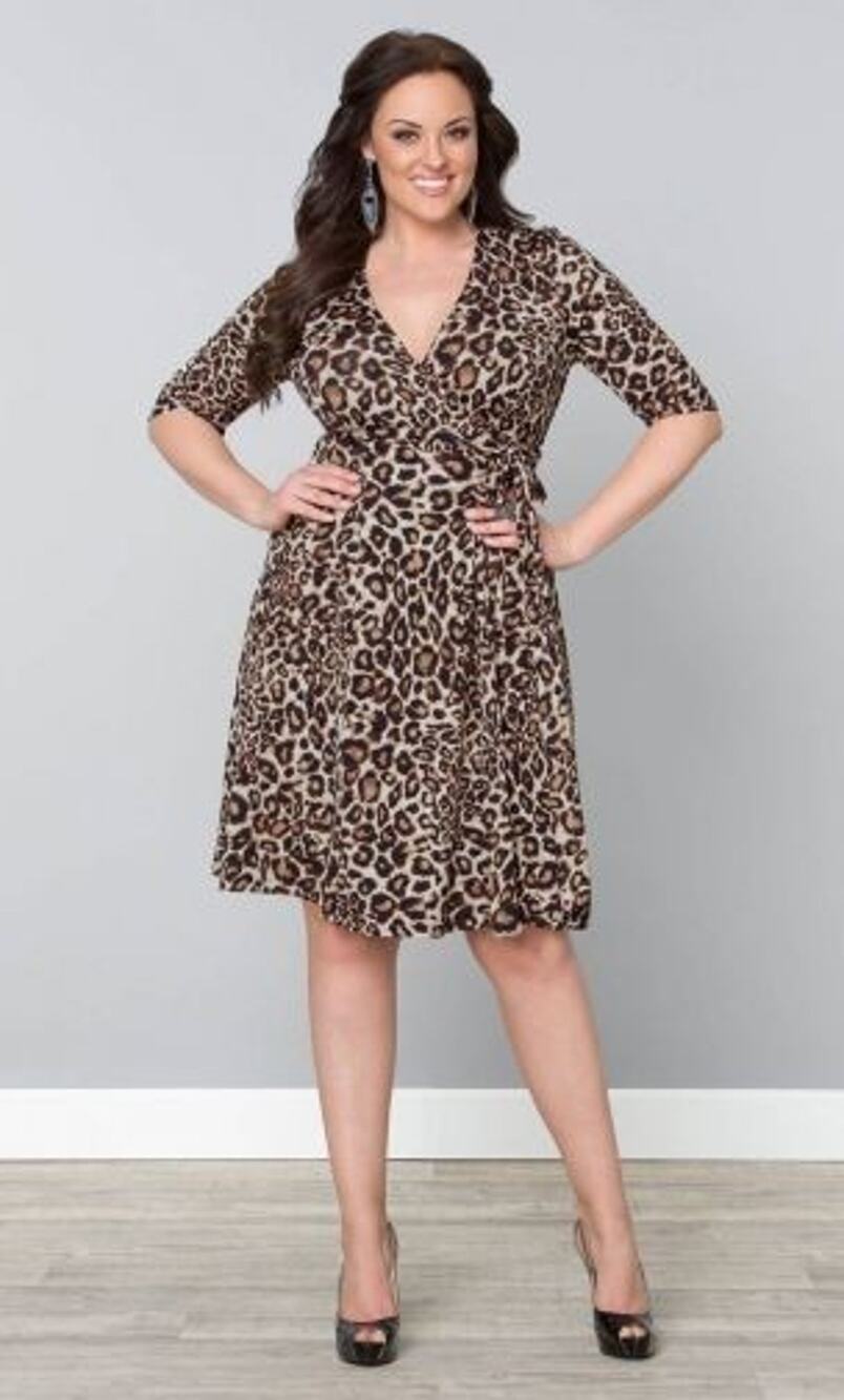 Kiyonna Essential Wrap Dress 1X Animal Print Retro Glam Femme Fatale Bombshell
